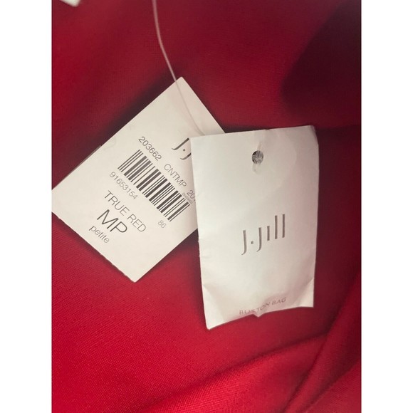 J Jill Womens Ponte Dress Size MP Petite Ruffle Stretch Red Business Comfort - Picture 8 of 13